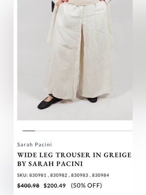 Sarah Pacini Black Wide-Leg Linen Blend Pants